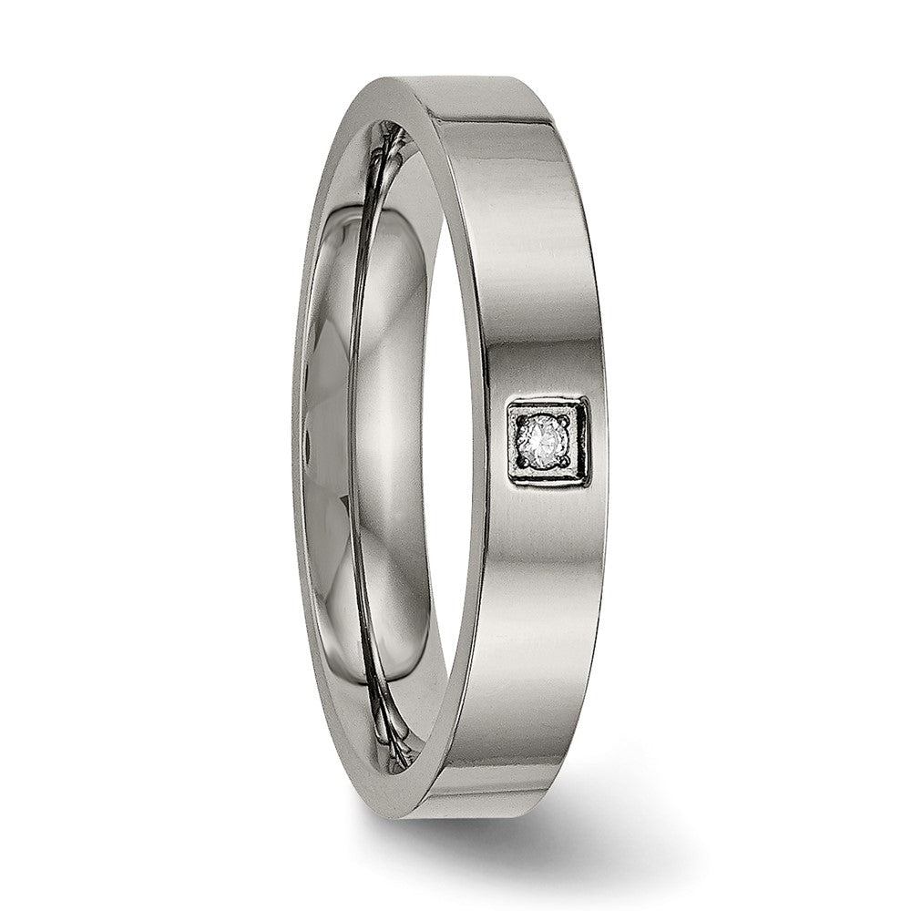 Buy Stylish Chisel Titanium 4mm Flat Comfort Fit Band with CZ Accents
