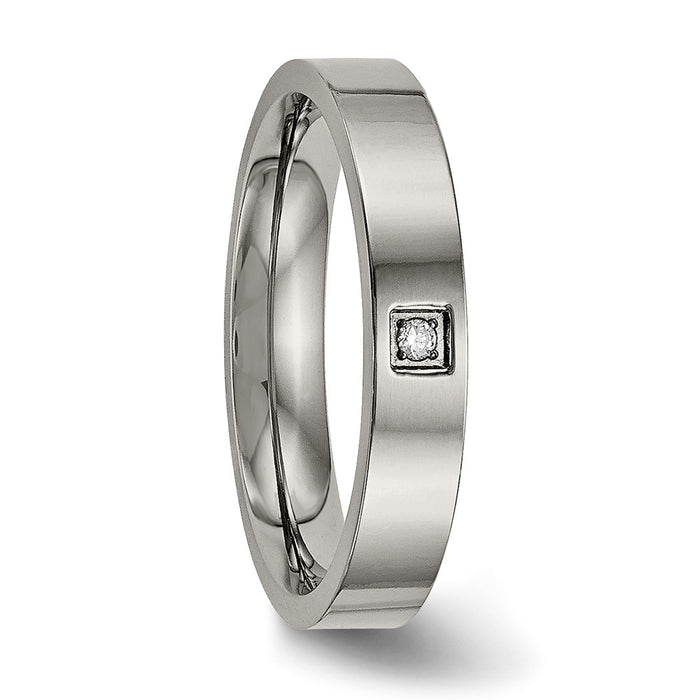 Buy Stylish Chisel Titanium 4mm Flat Comfort Fit Band with CZ Accents-5