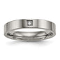 Buy Stylish Chisel Titanium 4mm Flat Comfort Fit Band with CZ Accents-8