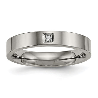 Buy Stylish Chisel Titanium 4mm Flat Comfort Fit Band with CZ Accents