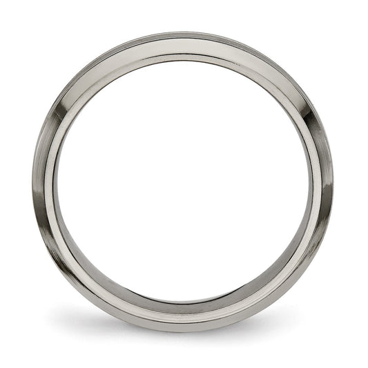 Buy Stylish Chisel Titanium Polished 3.75mm Grooved Comfort Fit Ring