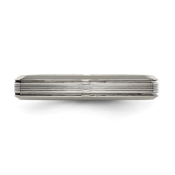 Buy Stylish Chisel Titanium Polished 3.75mm Grooved Comfort Fit Ring - Value!-3
