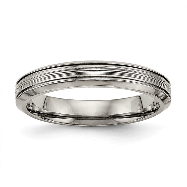 Chisel Titanium Polished 3.75mm Grooved Comfort Fit Ring