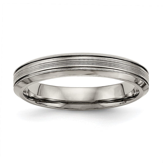 Buy Stylish 3.75mm Chisel Titanium Grooved Comfort Fit Ring - High-Quality Value