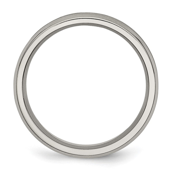 6mm Chiseled Titanium Beveled Edge Ring - Brushed Polished