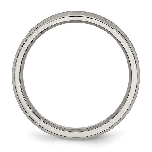 Buy Stylish 6mm Chiseled Titanium Ring - Brushed & Polished Beveled Edge