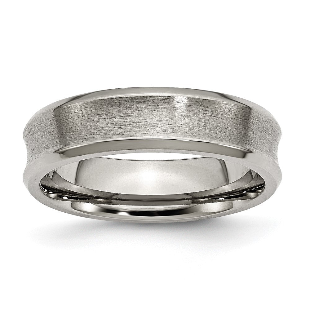 Buy Stylish 6mm Brushed & Polished Titanium Chisel Beveled Edge Band