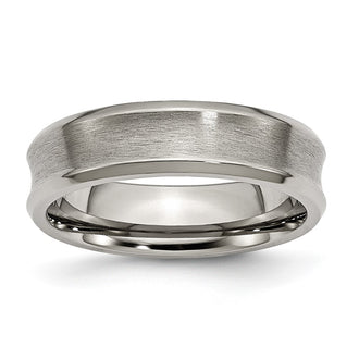 Exclusive 6mm Brushed & Polished Titanium Chisel Beveled Edge Band - Stylish!