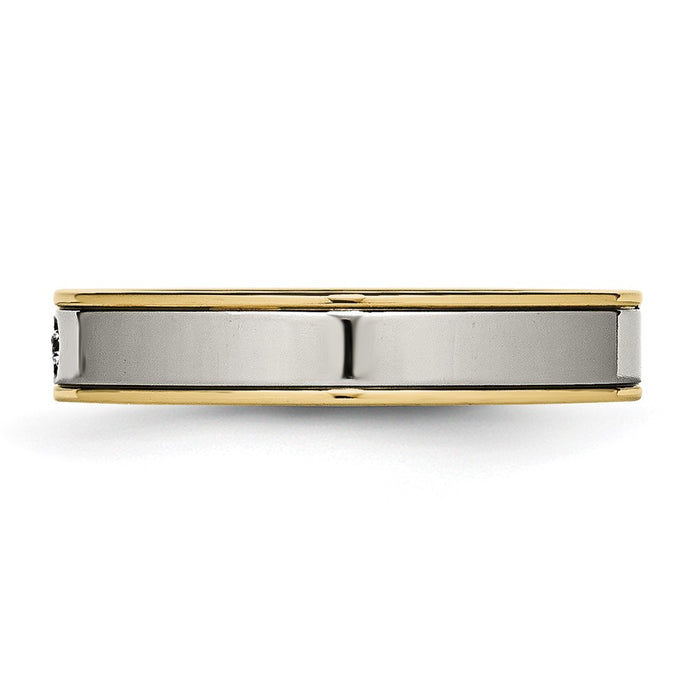 Buy Stylish Chisel Titanium 5mm Grooved Comfort Fit Band with CZ Accents-3