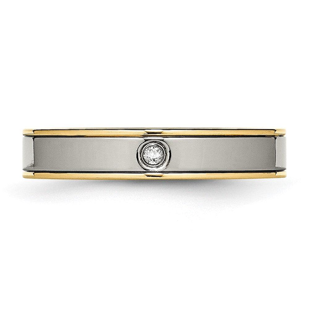 Buy Stylish Chisel Titanium 5mm Grooved Comfort Fit Band with CZ Accents