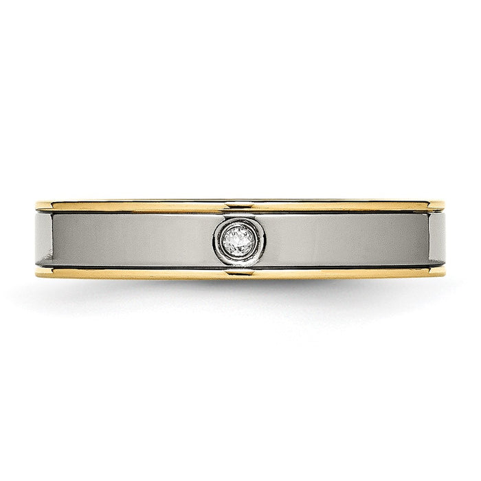 Buy Stylish Chisel Titanium 5mm Grooved Comfort Fit Band with CZ Accents-4
