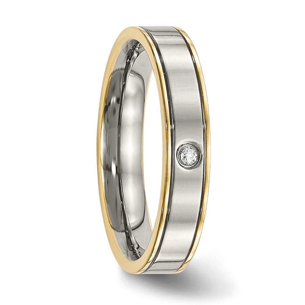 Buy Stylish 5mm Chisel Titanium Polished Yellow IP-Plated Comfort Fit Band