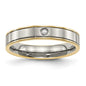 Buy Exclusive 5mm Chisel Titanium Grooved Band, Yellow IP-Plated & CZ Accents-6
