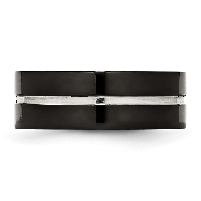 High-quality Chisel 8mm Polished Black IP-Plated Titanium Ring | Stylish Comfort Fit-3