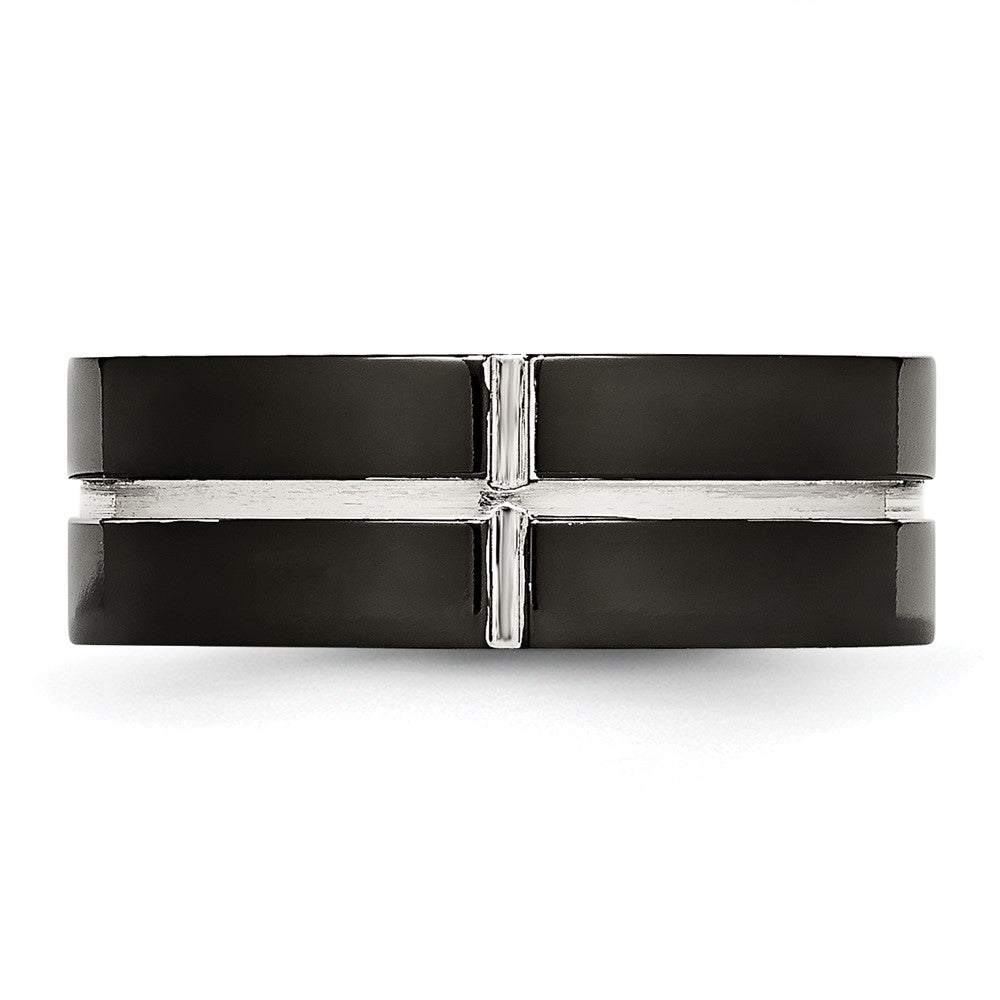 Exclusive 8mm Polished Black IP-Plated Titanium Band - Stylish Comfort Fit