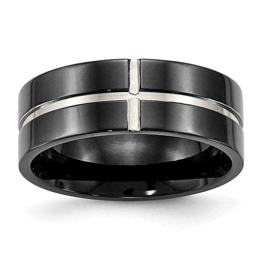 Buy Stylish 8mm Polished Black IP-Plated Titanium Band - High-Quality Comfort Fit