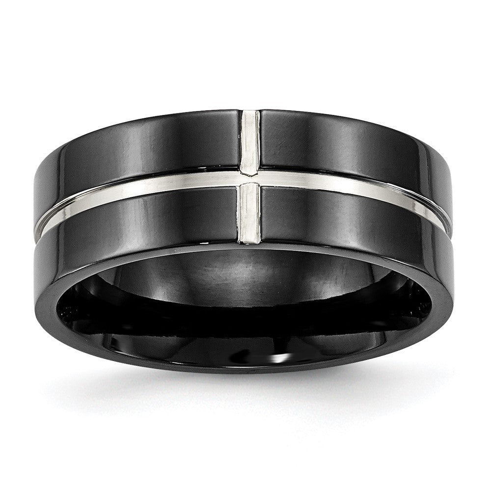 Buy Stylish 8mm Polished Black IP-Plated Titanium Band - Exclusive Comfort Fit