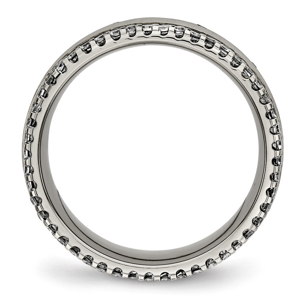 Buy Stylish Chisel Titanium 6.5mm Concave Band with CZ Accents - Luxury Look