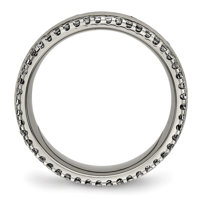 Buy Stylish Chisel Titanium 6.5mm Concave Band with CZ Accents - Luxury Look-2