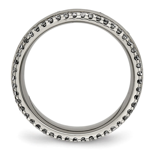 Buy High-Quality Chisel Titanium 6.5mm Polished Band with CZ Accents - Stylish Value