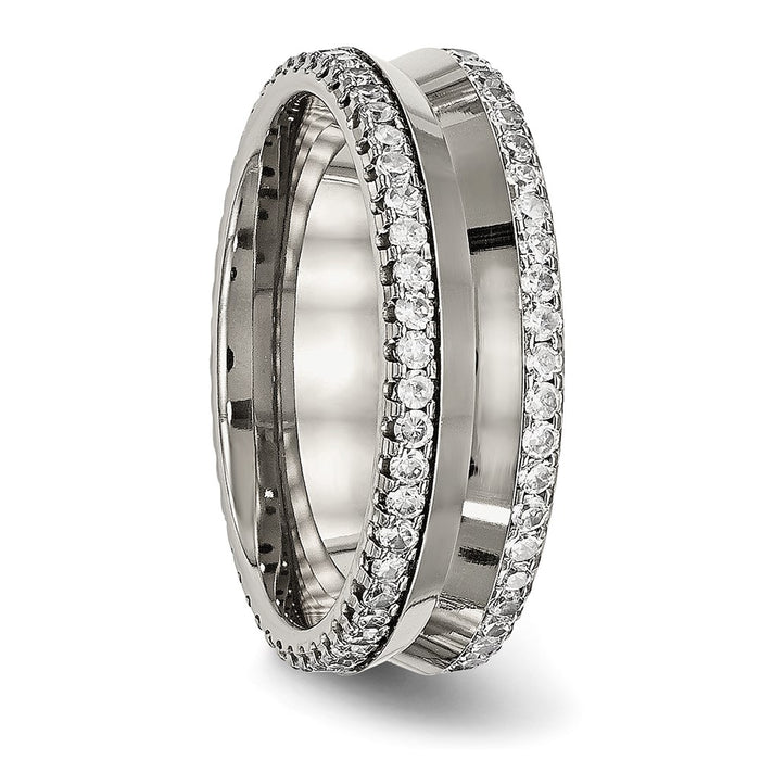 Buy Stylish Chisel Titanium 6.5mm Concave Band with CZ Accents - Luxury Look-4