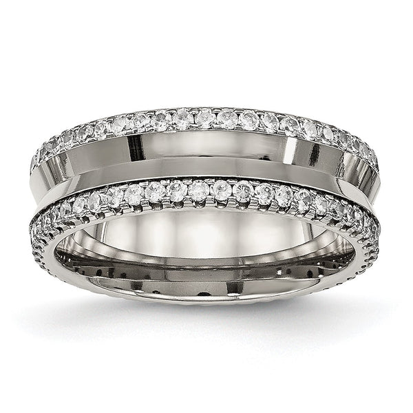 Chisel Titanium 6.5mm Polished Band with CZ Accents