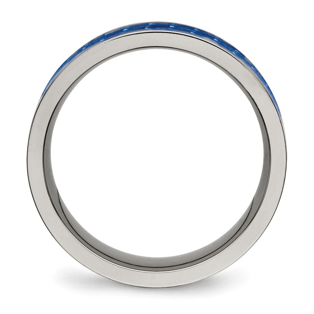 Buy Stylish 8mm Titanium Chisel Band with Blue Carbon Fiber Inlay