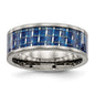 Buy Stylish 8mm Titanium Chisel Band with Blue Carbon Fiber Inlay - Luxury Design-11