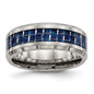 High-Quality Chiseled Titanium Band 8mm with Blue Carbon Fiber Inlay - Stylish Design-2