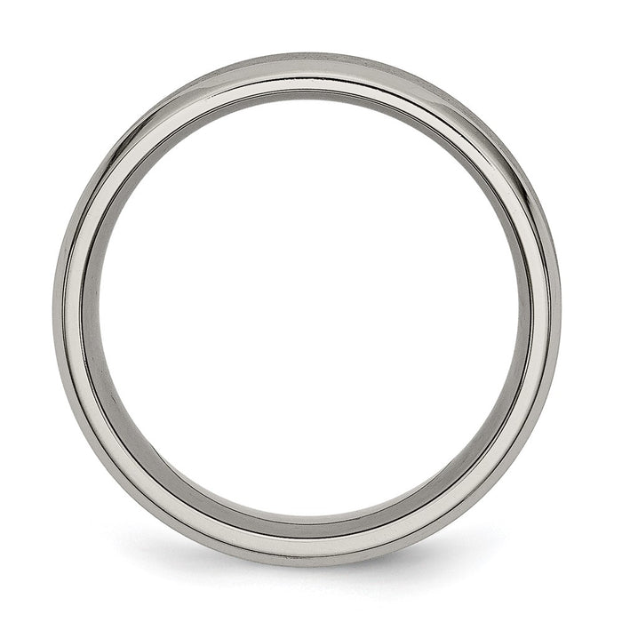 Buy Stylish 8mm Brushed & Polished Titanium Chisel Ring - Luxury Design-2