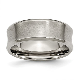 Buy Stylish 8mm Brushed & Polished Titanium Chisel Beveled Edge Band
