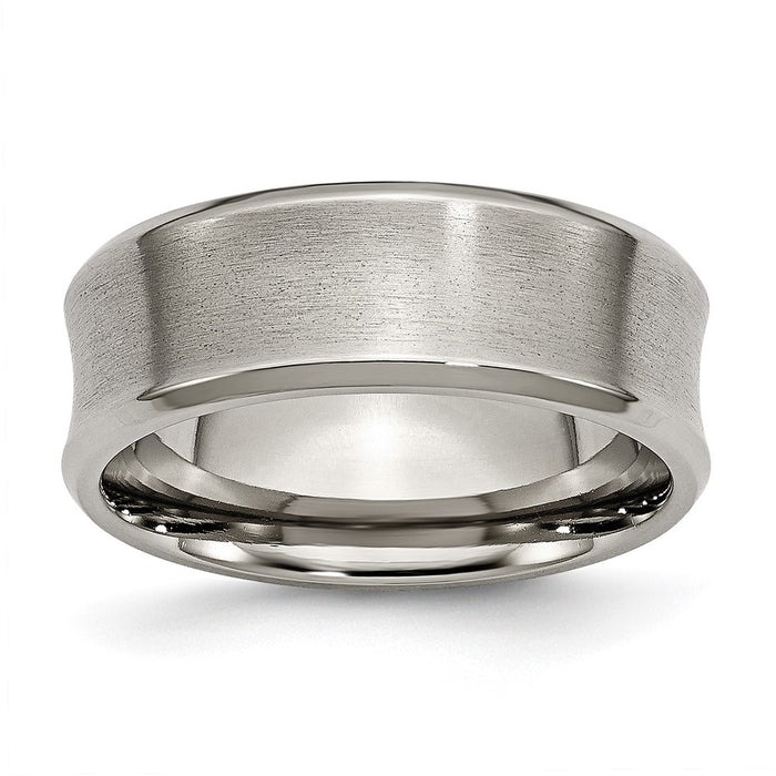 Buy Luxury Titanium Chisel 8mm Concave Beveled Edge Ring - Stylish & Durable-1