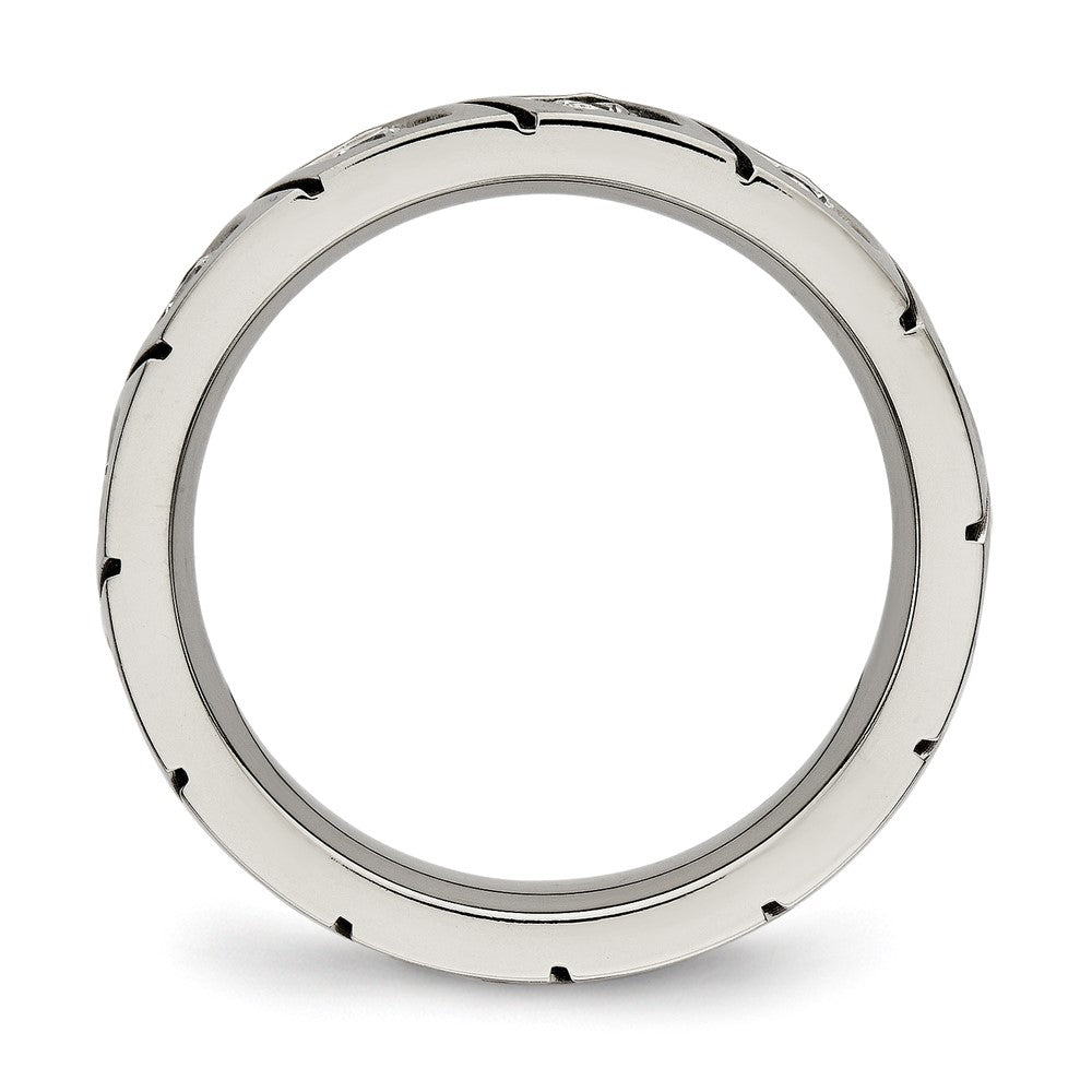 Buy Stylish Chisel Titanium 4mm Grooved Band with CZ Accents - Luxury Design