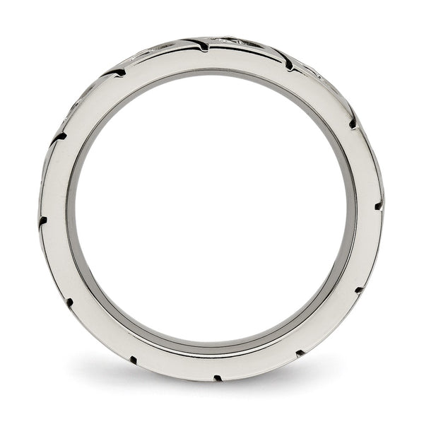 4mm Chiseled Titanium Polished Band with CZ Accents