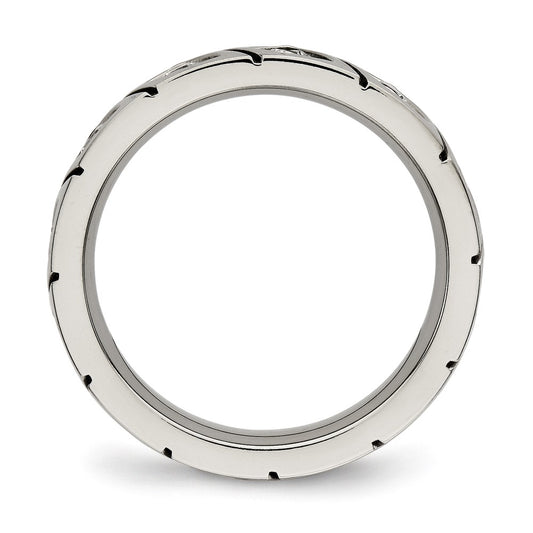 Exclusive Chisel Polished Titanium Band 4mm Grooved Design with CZ Accents