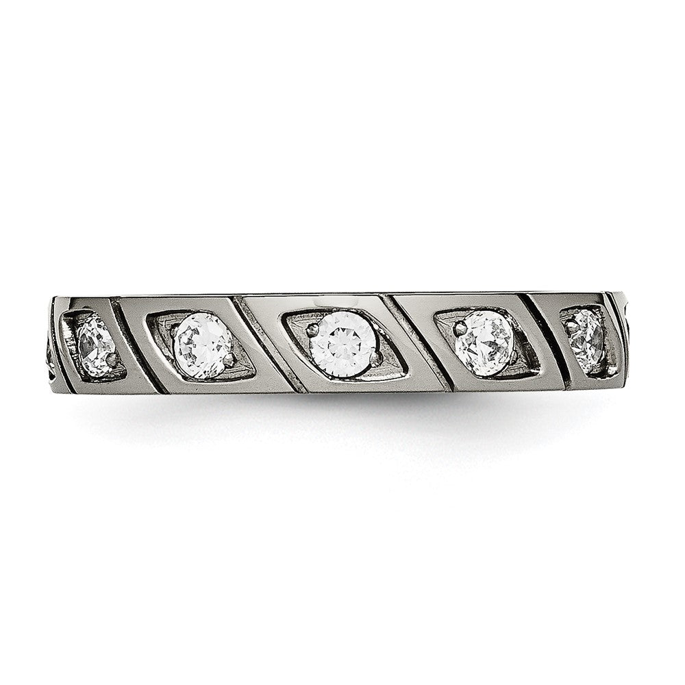 High-Quality Chiseled Titanium Band 4mm CZ Grooves | Stylish & Affordable