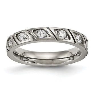High-Quality Chiseled Titanium Band 4mm CZ Grooves | Stylish & Affordable