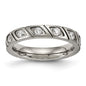 Buy Stylish 4mm Chiseled Titanium Polished Band with CZ Accents-2