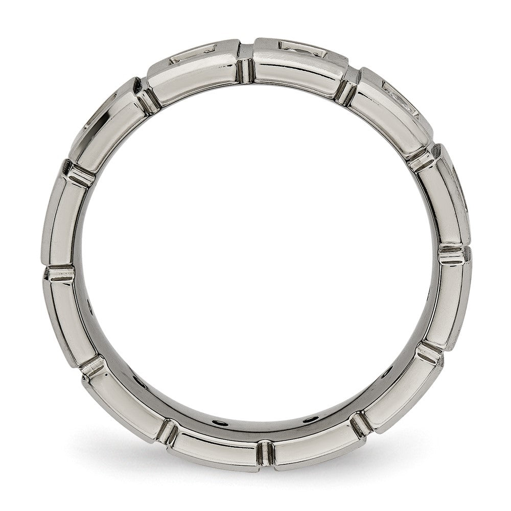 High-Quality 5mm Chiseled Titanium Band with CZ Accents | Stylish Finish