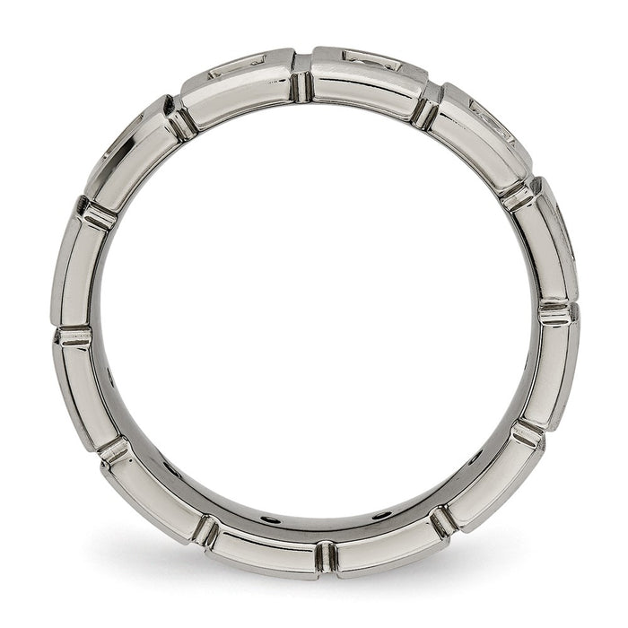 High-Quality 5mm Chiseled Titanium Band with CZ Accents | Stylish Finish-2