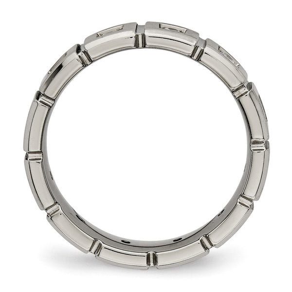 5mm Chiseled Titanium Band with CZ Accents