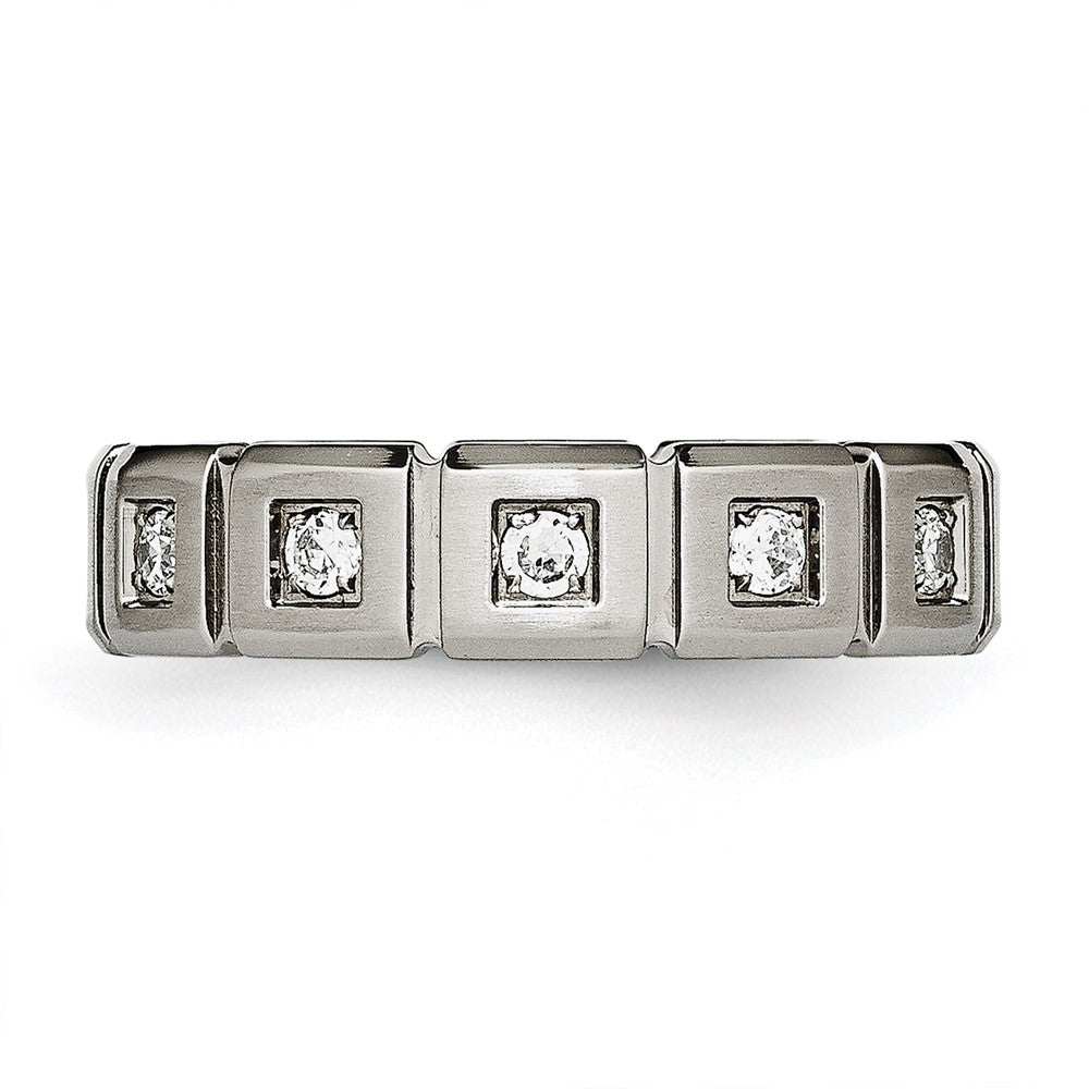 Exclusive 5mm Chiseled Titanium Band with CZ Accents - Stylish & Affordable