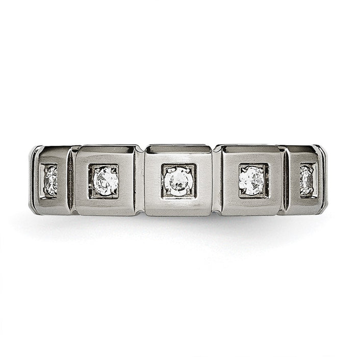 Exclusive 5mm Chiseled Titanium Band with CZ Accents - Stylish & Affordable-3