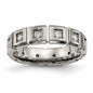 Exclusive 5mm Chiseled Titanium Band with CZ Accents - Stylish & Affordable-5