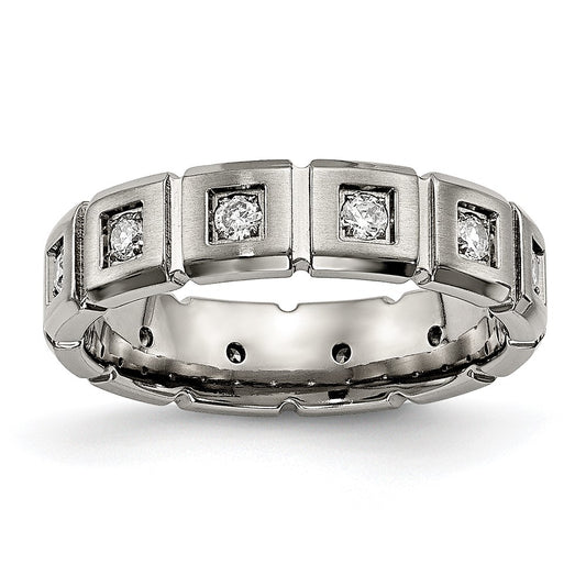 Buy Stylish Chiseled Titanium Band 5mm with CZ Accents - Exclusive Finish