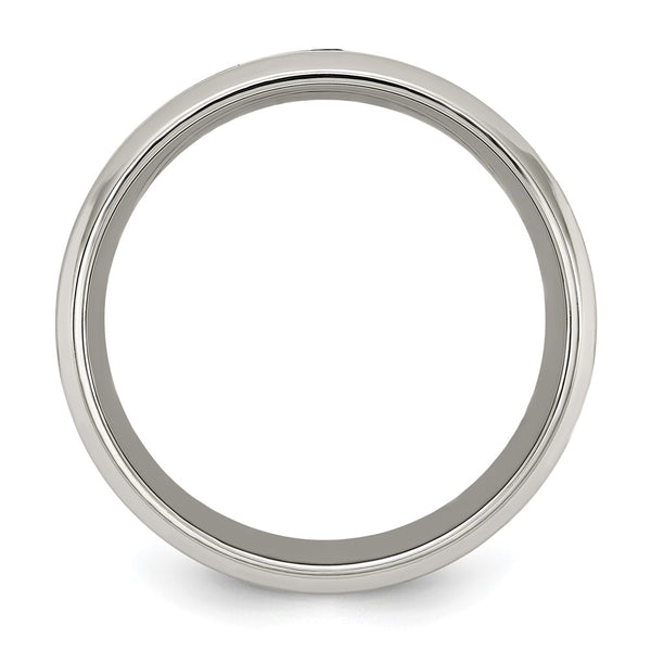 8mm Chisel Titanium Polished Band with Black Carbon Fiber Inlay