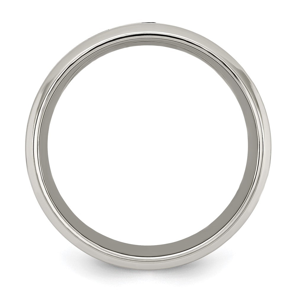 Buy Stylish 8mm Chisel Titanium Band with Black Carbon Fiber & CZ Accents