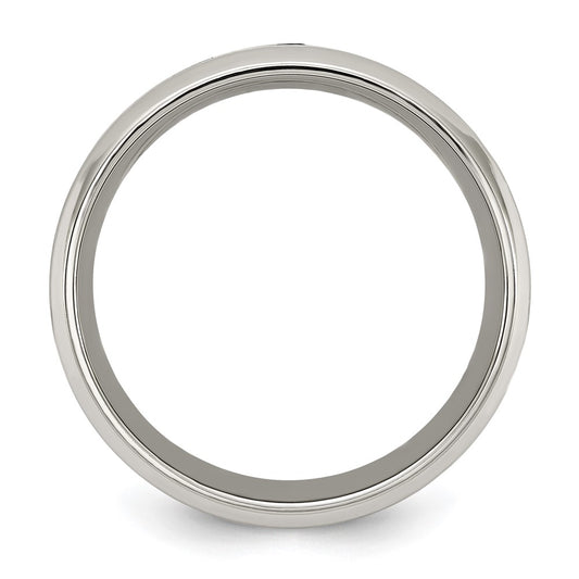 Buy Stylish 8mm Chisel Titanium Band with Black Carbon Fiber & CZ Accents
