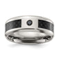 Buy Stylish 8mm Chisel Titanium Band with Black Carbon Fiber & CZ Accents-10