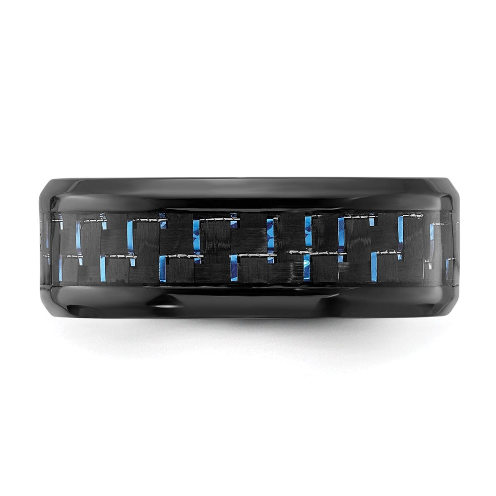 High-Quality 8mm Black Titanium Band with Carbon Fiber Inlay | Stylish Value